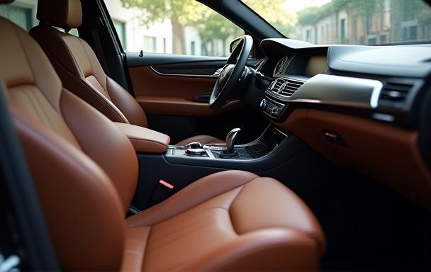 Deep cleaned car interior with restored leather seats